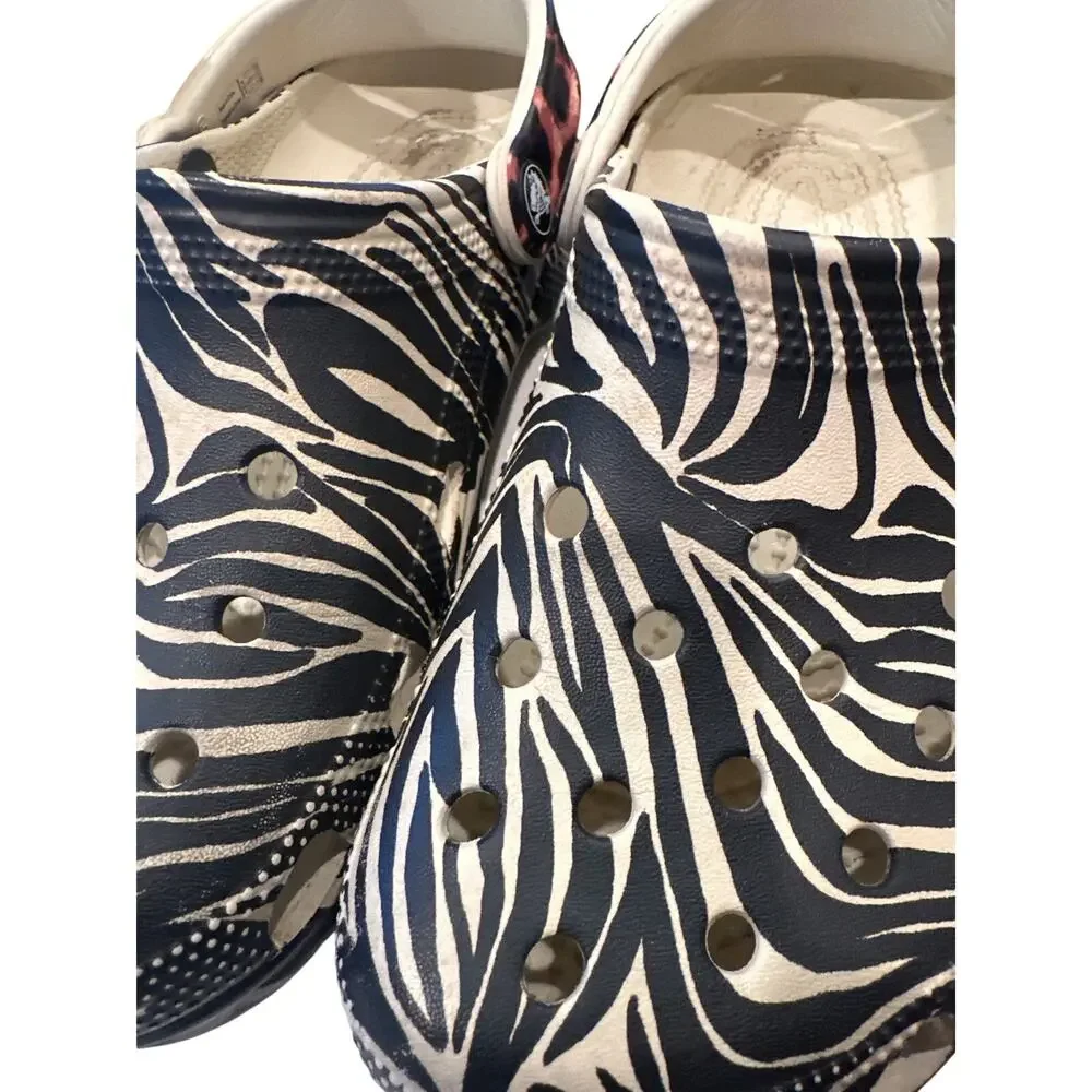 Crocs classic animal remix clog zebra leopard Mens 4 Women 6 Preowned
